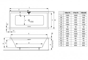 M-Acryl, Sabina Pro Slim egyenes kd 170x75 cm