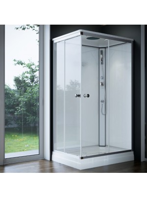 Sanimix, Szögletes zuhanykabin üveg hátfallal, tálcával, 120*80*215cm, 22.8708-120