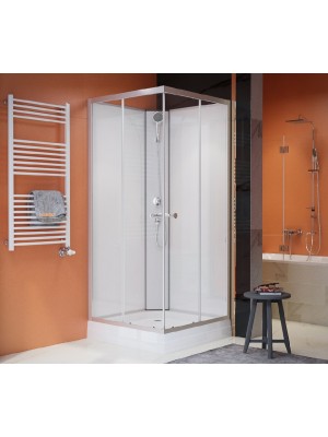 Sanimix, Szögletes zuhanykabin üveg hátfallal, tálcával, 90X90X200cm, 22.1762C-90/3