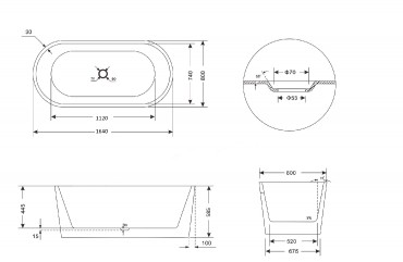 BLN, Grande 715CH, 3D t�rben �ll� k�d, 170x80x59 cm