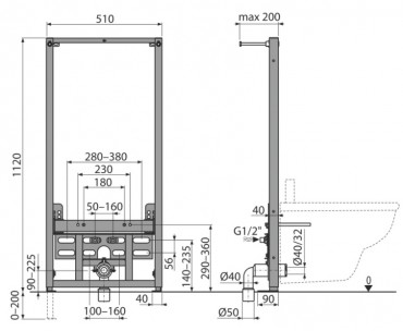 Alcaplast A105/1120 szerelkeret bidhez