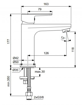 Ideal Standard, Cerafine O mosd csaptelep H120, fekete, BC554XG