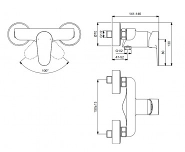 Ideal Standard, Cerafine O zuhanycsaptelep, krm, BC499AA