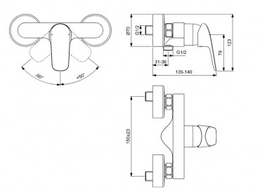 Ideal Standard, Ceraflex egykaros zuhanycsaptelep, krm, B1720AA