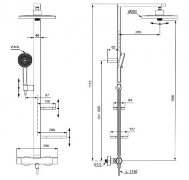 Ideal Standard, Ceratherm Alu+ termoszttos zuhanyrendszer, fekete, BD583XG