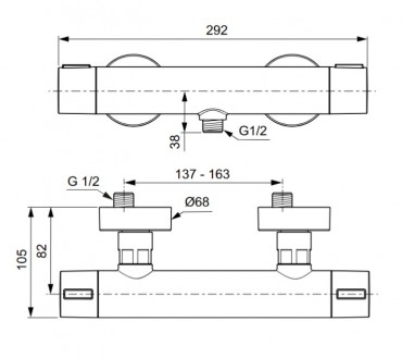 Ideal Standard, Ceratherm Alu+, BD582RO Termoszttos zuhanycsaptelep, rose