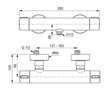 Ideal Standard, Ceratherm Alu+ termoszttos zuhanycsaptelep, ezst, BD582SI