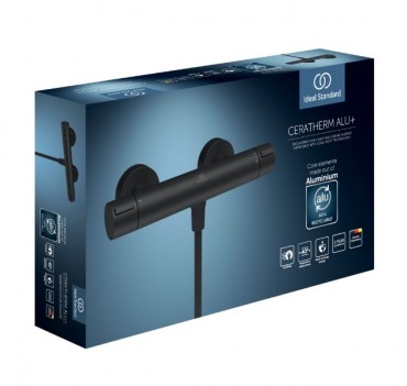 Ideal Standard, Ceratherm Alu+, BD582XG Termoszttos zuhanycsaptelep, fekete