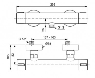 Ideal Standard, Ceratherm Alu+, BD582XG Termoszttos zuhanycsaptelep, fekete