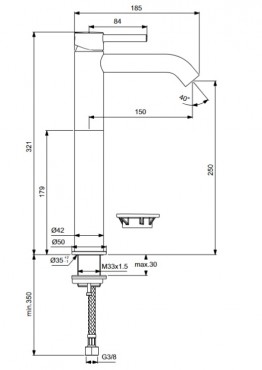 Ideal Standard, Ceraline mosdcsaptelep, fekete, BC269XG