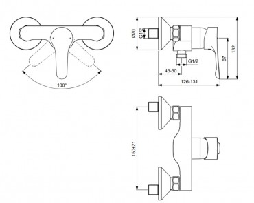 Ideal Standard, Alpha zuhanycsaptelep, krm, BC488AA