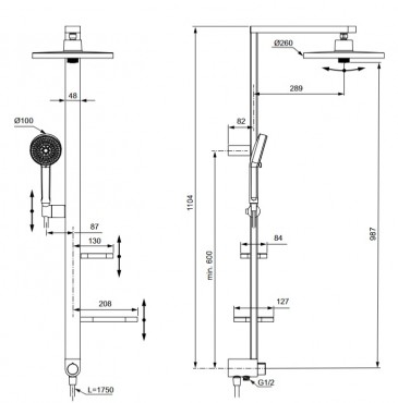 Ideal Standard, Ceraflow Alu+ zuhanyrendszer, ezst, BD585SI