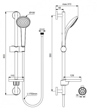 Ideal Standard, Idealrain M1 zuhanyszett, krm, B9412AA