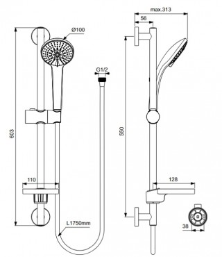 Ideal Standard, Idealrain M3 zuhanyszett, krm, B9415AA