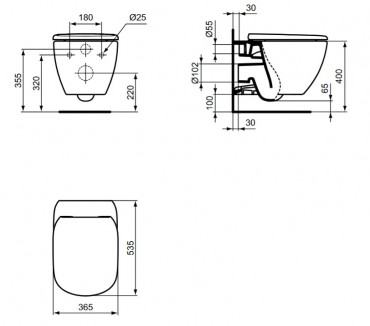 Ideal Standard, Tesi AquaBlade fali WC cs�sze, feh�r, T007901