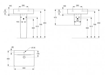 Mosd�, Ideal Standard, Connect E794501, fali, csaplyukkal, feh�r, 60 cm