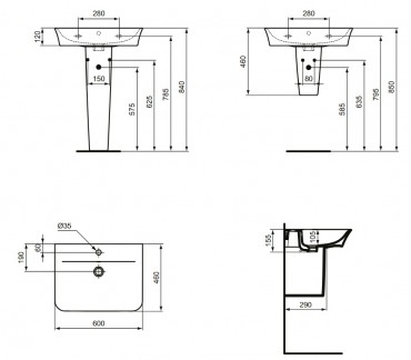 Ideal Standard, Connect Air szifontakar, fehr, E074801