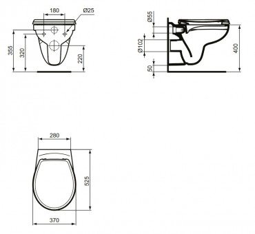 Ideal Standard, Eurovit perem nlkli, fali WC cssze, fehr, K881001