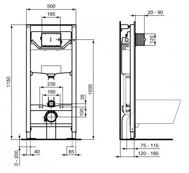Ideal Standard, Prosys 120M szerelkeretes wc tartly panel, R020467