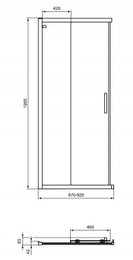 Ideal Standard, Connect 2 szgletes zuhanykabin 90x90 cm, natur veg, 6mm, fnyes ezst, K9261EO