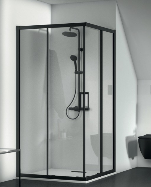 Ideal Standard, Connect 2 szgletes zuhanykabin 100x100 cm, natur veg, 6mm, fekete, K9262V3