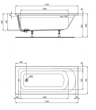 Ideal Standard, Hotline frdkd 170x75 cm, fehr, K274601