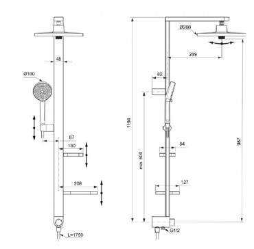 Ideal Standard, Ceraflow Alu+ Zuhanyrendszer, fekete, BD585XG