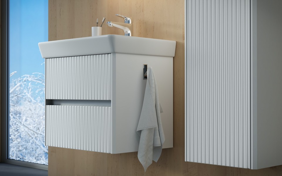 F�rd�szobab�tor, als�szekr�ny Roca ker�mia mosd�val, tBoss Milla 60