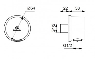 Ideal Standard, Idealrain beptett fali zuhanycsatlakoz, ezst, BC808SI