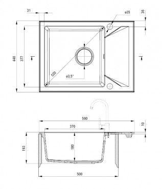 Deante, Evora, gr�nit mosogat�, 1 medenc�s, b�zs sz�nben 59*44*19,3 cm ZQJ_511A I.o.