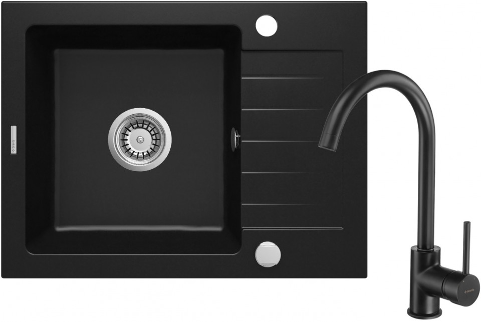 Deante, Zorba, gr�nit mosogat� csapteleppel, 1 medenc�s, fekete sz�n 58*44*16,4 cm ZQZAN11A I.o.