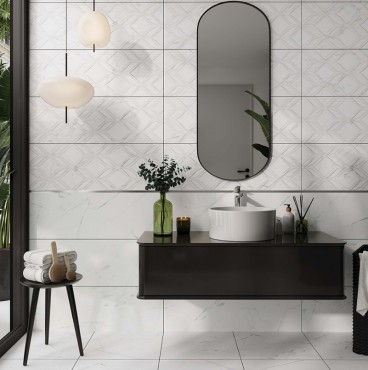 Dekorcsempe, BT Calacatta Marmi Matte Floral Decofon Rec., 30*90 cm I.o.