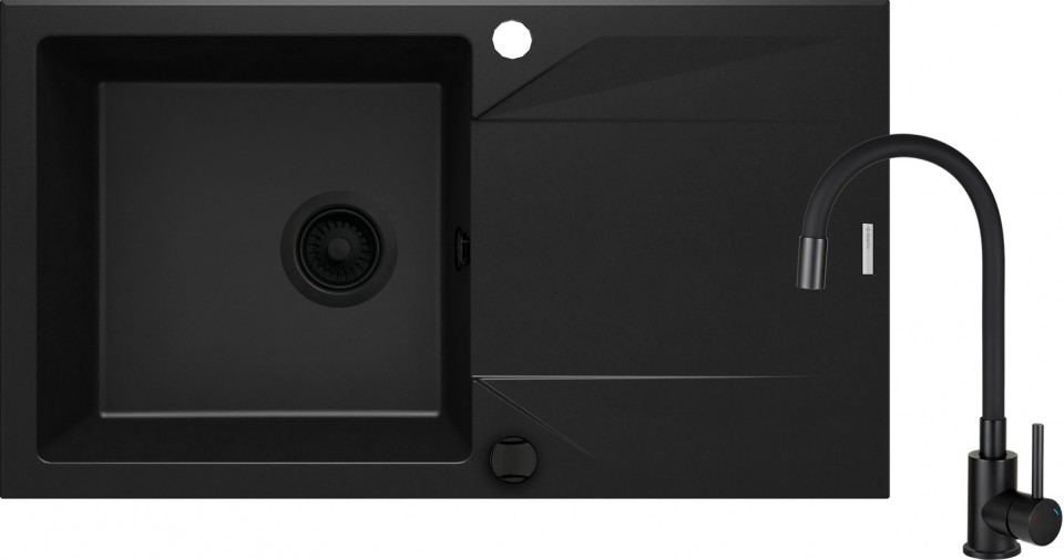 Deante, Evora gr�nit mosogat�, csapteleppel, 1 medenc�s, fekete, 78*44*19,3 cm, ZQJJN113
