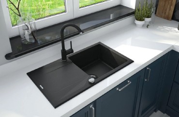 Deante, Evora gr�nit mosogat�, csapteleppel, 1 medenc�s, fekete, 78*44*19,3 cm, ZQJJN113