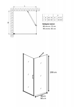 Zuhanykabin, AD LC-123, Sz�gletes, 6 mm nano fel�let� �veg, 80x80 cm