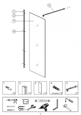 Zuhanyfal, AD Walk-in, LC-WL, 8 mm nano fel�let� �veg, 80 cm