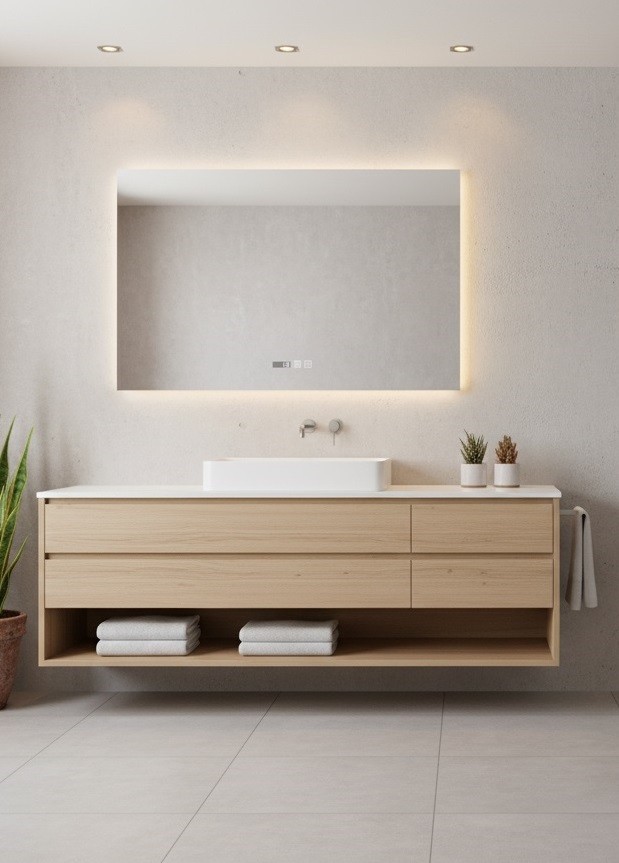 A.D. LED-473, szgletes okos tkr, httrvilgtssal, 36w, 80x60 cm