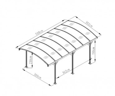 Rojaplast, Allen C kocsibell, alumnium s polikarbont, 508x302x230 cm, fekete