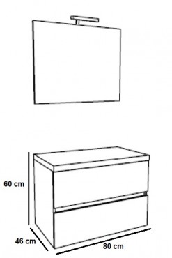 S-Due, City 80, frdszoba btor pulttal 80 cm, tkr 80x60 cm, 2 fikos, lmpa, fehr 