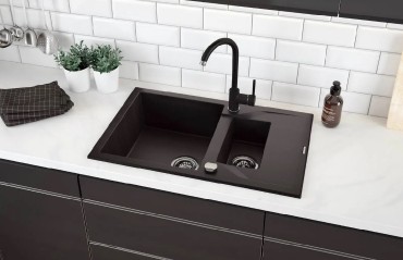 Deante, Andante, gr�nit mosogat�, 1.5 medenc�s csepegtet�vel, fekete, 78*49*19,4 cm, ZQN_2513 