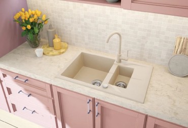 Deante, Andante, gr�nit mosogat�, 1.5 medenc�s csepegtet�vel, b�zs, 78*49*19,4 cm, ZQN_5513