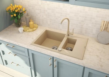 Deante, Andante, gr�nit mosogat�, 1.5 medenc�s csepegtet�vel, homok, 78*49*19,4 cm, ZQN_7513