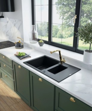 Deante, Andante, gr�nit mosogat�, 1.5 medenc�s csepegtet�vel, sz�rke, 78*49*19,4 cm, ZQN_S513