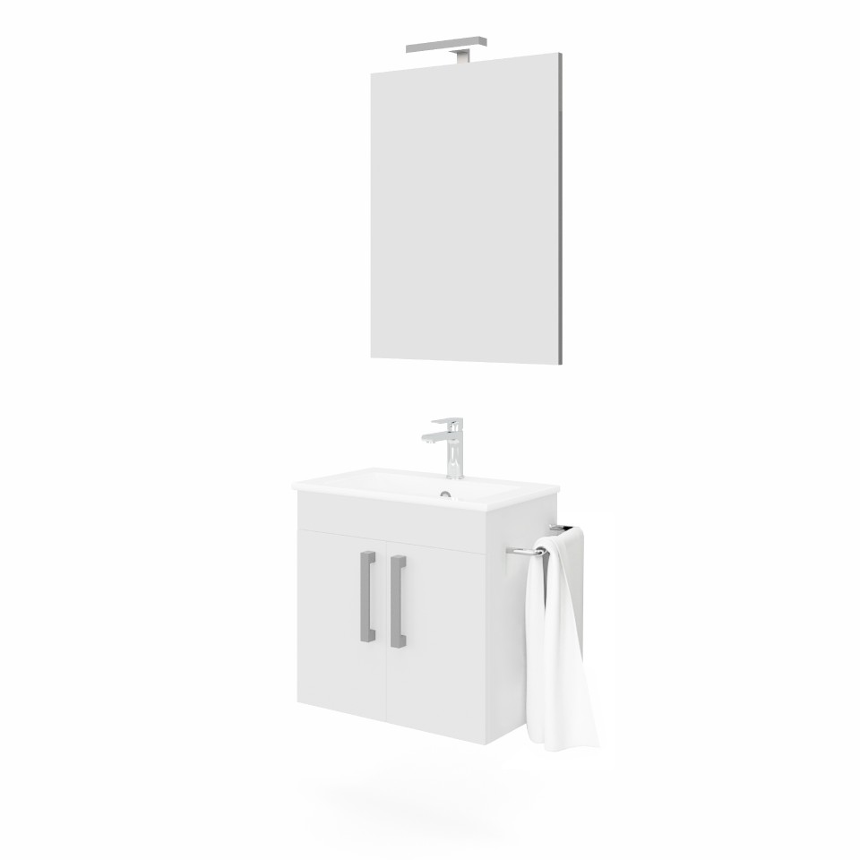 S-Due, New Zafiro f�rd�szoba b�tor, t�r�lk�z�tart�, lapt�k�r, feh�r, 4072+213-EL+LAMP906024