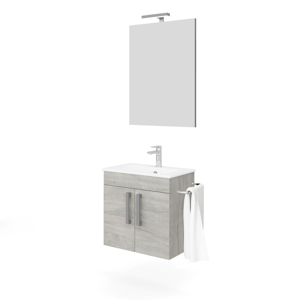 S-Due, New Zafiro f�rd�szoba b�tor, t�r�lk�z�tart�, lapt�k�r, sz�rke t�lgy, 4472+213-EL+LAMP906024