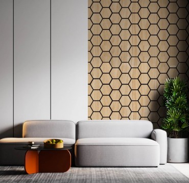 Arhci Design, Hexa, White Oak akusztikus fali panel, feh�r t�lgy, 760*620*18 mm