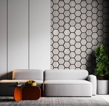 Arhci Design, Hexa, Grey Oak, akusztikus fali panel, sz�rke t�lgy 760*620*18 mm