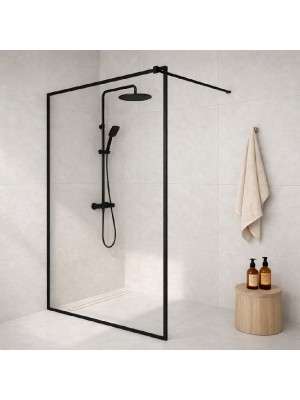 AD, LC-WL203 zuhanyfal, 8 mm �veg, fekete, 80x200 cm 