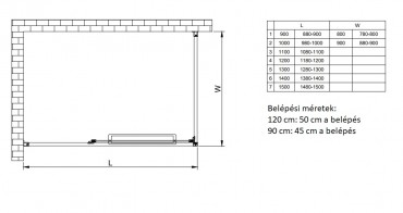 Zuhanykabin, AD LC-32 aszimmetrikus, beforg�s ajt�, 6 mm �veg, 120x90 cm