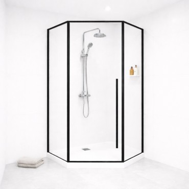 AD, LC-SD5 Gunmetal, �tsz�glet� komplett zuhanykabin, zuhanyt�lc�val �s szifonnal, 90x90 cm 